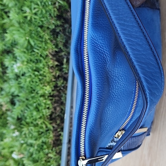 KATE SPADE blue Pebble Leather Suede Snakeskin detail top handle satchel bag - Picture 10 of 14